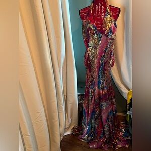 sue wong beaded halter dress Sue Wong